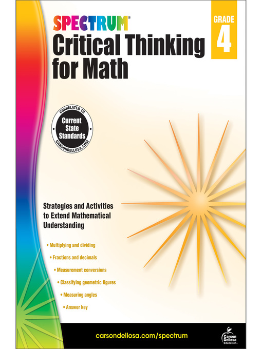 Title details for Spectrum Critical Thinking for Math, Grade 4 by Spectrum - Available